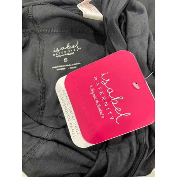 Isabel Maternity Pants Over Belly Active Capri Leggings Pants Small Black NWT - Picture 5 of 9